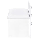 Danbury Makeup Vanity & Stool Set - LED Flip-Top Mirror, USB Ports & Glass Top in White High Gloss – view 14