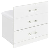 Danbury Makeup Vanity & Stool Set - LED Flip-Top Mirror, USB Ports & Glass Top in White High Gloss – view 15