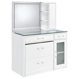 Flora Vanity Set with Touch LED Mirror & Stool - 2 Drawers, Fluted Cabinet in White High Gloss – view 4