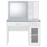 Flora Vanity Set with Touch LED Mirror & Stool - 2 Drawers, Fluted Cabinet in White High Gloss – view 9