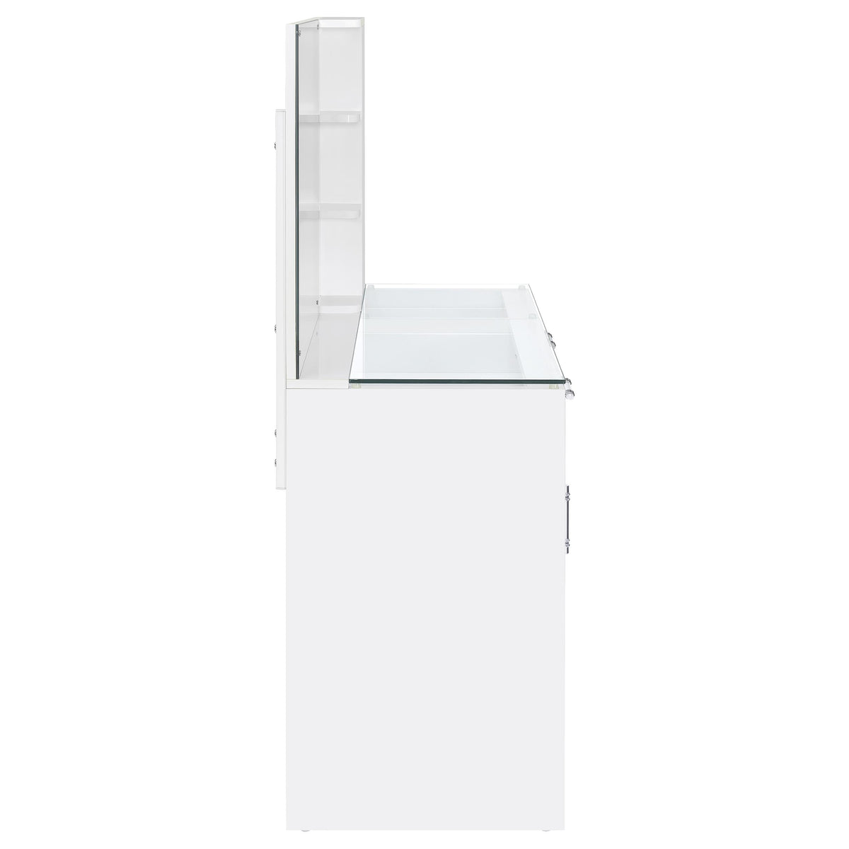 Flora Vanity Set with Touch LED Mirror & Stool - 2 Drawers, Fluted Cabinet in White High Gloss – view 12