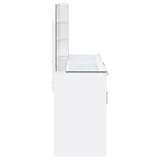 Flora Vanity Set with Touch LED Mirror & Stool - 2 Drawers, Fluted Cabinet in White High Gloss – view 12