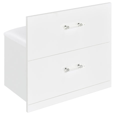 Flora Vanity Set with Touch LED Mirror & Stool - 2 Drawers, Fluted Cabinet in White High Gloss – view 16