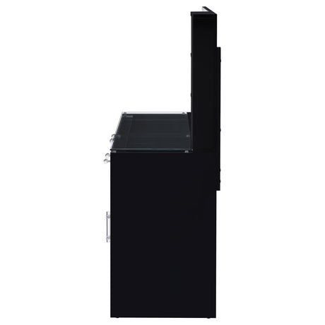Flora Makeup Vanity Set with LED Mirror & Stool - 2 Drawers, Fluted Cabinet & Glass Top in Black High Gloss – view 10