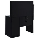 Flora Makeup Vanity Set with LED Mirror & Stool - 2 Drawers, Fluted Cabinet & Glass Top in Black High Gloss – view 11