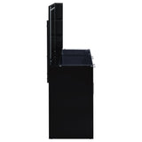 Flora Makeup Vanity Set with LED Mirror & Stool - 2 Drawers, Fluted Cabinet & Glass Top in Black High Gloss – view 12