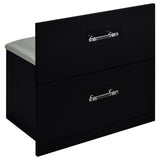 Flora Makeup Vanity Set with LED Mirror & Stool - 2 Drawers, Fluted Cabinet & Glass Top in Black High Gloss – view 16