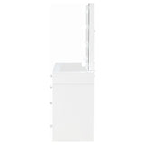Regina Makeup Vanity Set with Lighted Mirror & Stool - 9 Mirrored Drawers in White – view 6