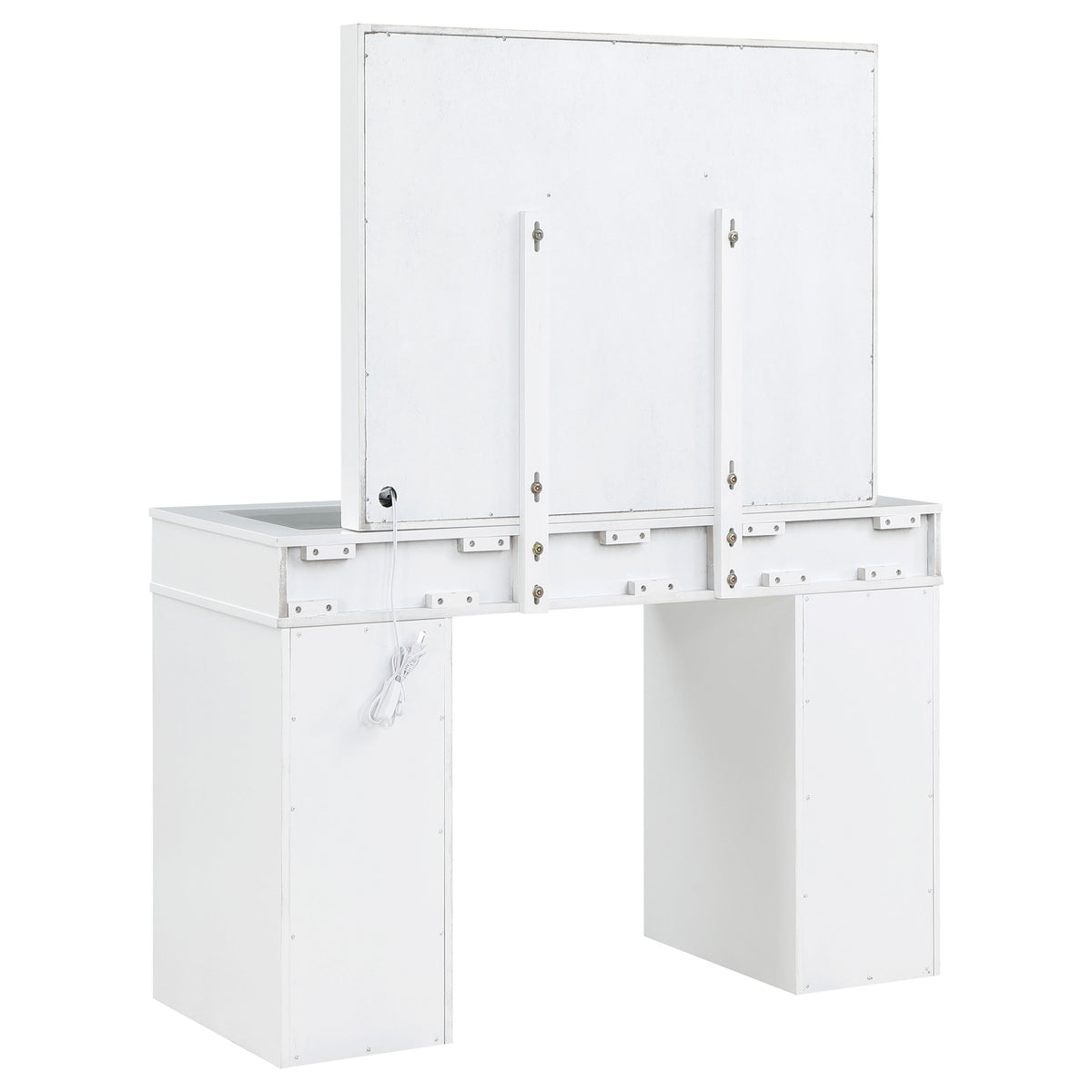 Regina Makeup Vanity Set with Lighted Mirror & Stool - 9 Mirrored Drawers in White – view 7