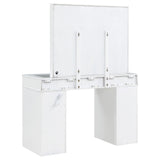 Regina Makeup Vanity Set with Lighted Mirror & Stool - 9 Mirrored Drawers in White – view 7