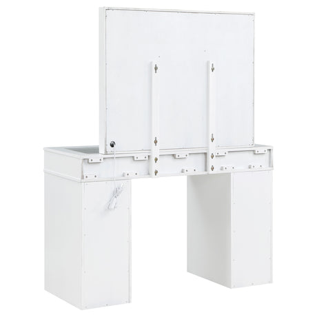 Regina Makeup Vanity Set with Lighted Mirror & Stool - 9 Mirrored Drawers in White – view 7