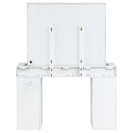 Regina Makeup Vanity Set with Lighted Mirror & Stool - 9 Mirrored Drawers in White – view 8