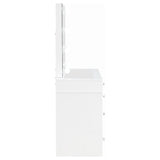 Regina Makeup Vanity Set with Lighted Mirror & Stool - 9 Mirrored Drawers in White – view 9