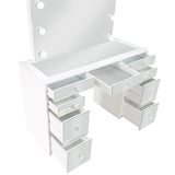 Regina Makeup Vanity Set with Lighted Mirror & Stool - 9 Mirrored Drawers in White – view 10