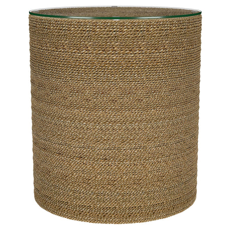Halden Round Woven Seagrass Accent Side Table