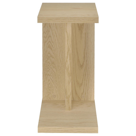 Clower C-Shaped Sofa Side Table - Compact Slide-Under Design in Light Oak – view 3