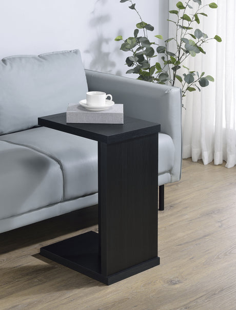 Clower C-Shaped Sofa Side Table - Compact Slide-Under Snack Table in Matte Black – view 1