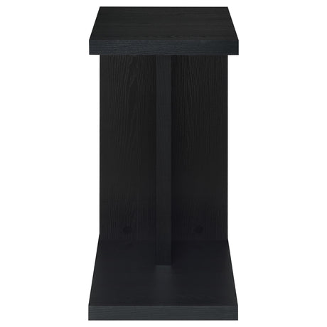 Clower C-Shaped Sofa Side Table - Compact Slide-Under Snack Table in Matte Black – view 3
