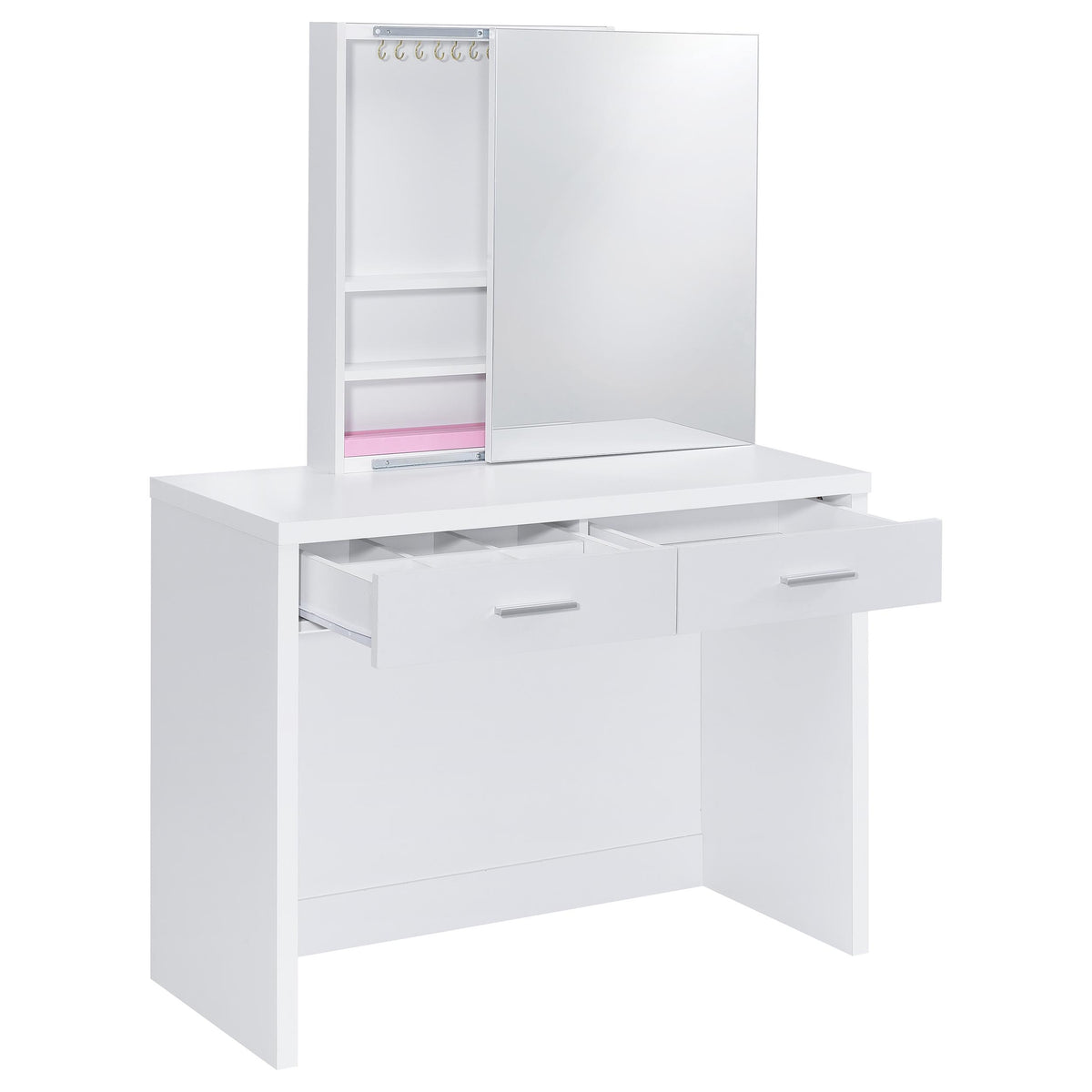 Bunbury Makeup Vanity Set with Mirror & Stool - 2-Drawer Dressing Table in White – view 5