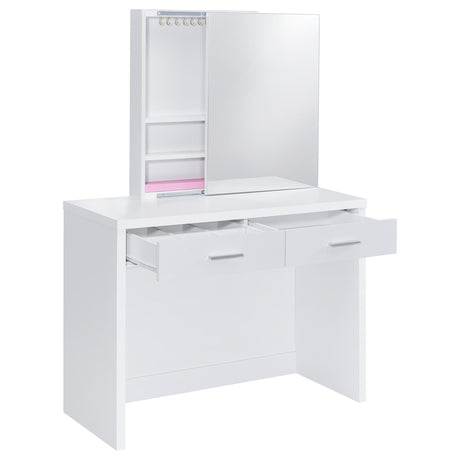 Bunbury Makeup Vanity Set with Mirror & Stool - 2-Drawer Dressing Table in White – view 5