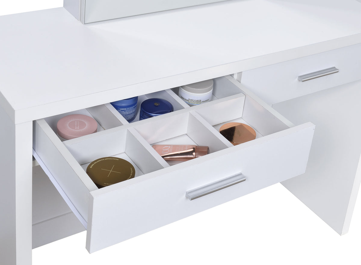 Bunbury Makeup Vanity Set with Mirror & Stool - 2-Drawer Dressing Table in White – view 12