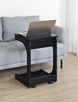 Ralston C-Shaped Lift-Top Sofa Side Table with Casters - Black with Storage Compartment – view 1