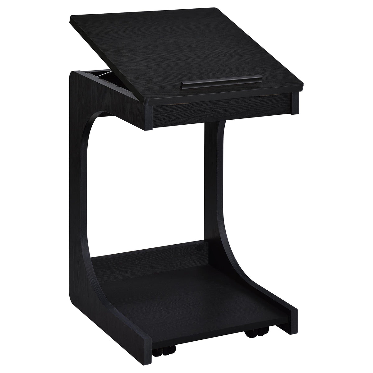 Ralston C-Shaped Lift-Top Sofa Side Table with Casters - Black with Storage Compartment – view 4