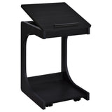 Ralston C-Shaped Lift-Top Sofa Side Table with Casters - Black with Storage Compartment – view 4