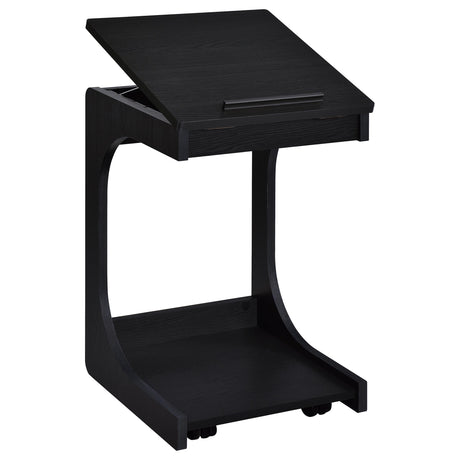 Ralston C-Shaped Lift-Top Sofa Side Table with Casters - Black with Storage Compartment – view 4
