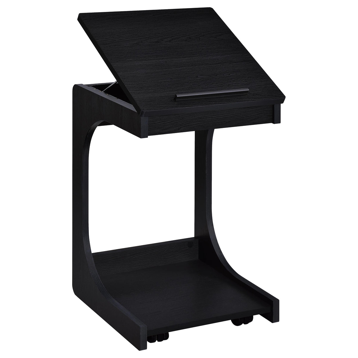 Ralston C-Shaped Lift-Top Sofa Side Table with Casters - Black with Storage Compartment – view 5