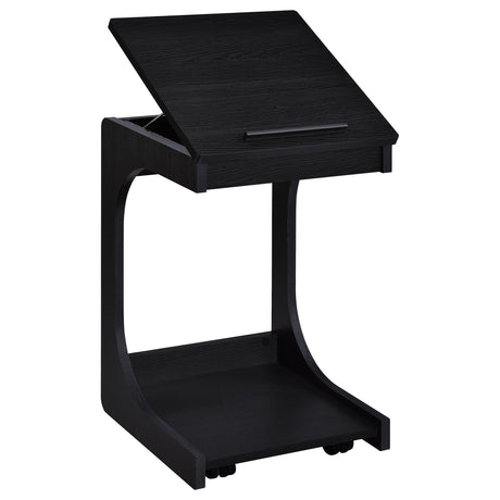 Ralston C-Shaped Lift-Top Sofa Side Table with Casters - Black with Storage Compartment – view 5