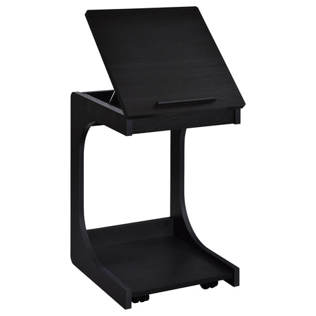 Ralston C-Shaped Lift-Top Sofa Side Table with Casters - Black with Storage Compartment – view 7