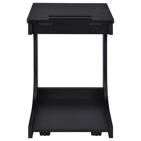Ralston C-Shaped Lift-Top Sofa Side Table with Casters - Black with Storage Compartment – view 8