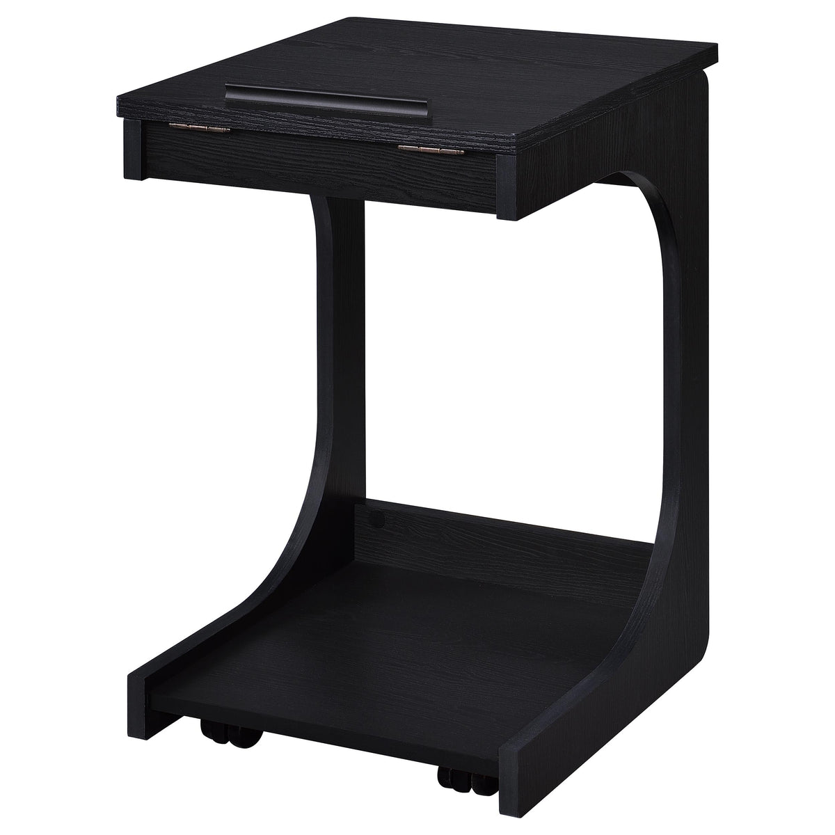 Ralston C-Shaped Lift-Top Sofa Side Table with Casters - Black with Storage Compartment – view 9