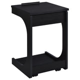 Ralston C-Shaped Lift-Top Sofa Side Table with Casters - Black with Storage Compartment – view 11