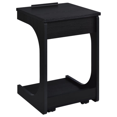 Ralston C-Shaped Lift-Top Sofa Side Table with Casters - Black with Storage Compartment – view 11