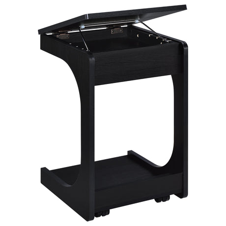 Ralston C-Shaped Lift-Top Sofa Side Table with Casters - Black with Storage Compartment – view 12