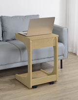 Ralston C-Shaped Lift-Top Sofa Side Table with Casters - Light Oak with Black Accents – view 1