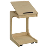 Ralston C-Shaped Lift-Top Sofa Side Table with Casters - Light Oak with Black Accents – view 5