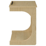 Ralston C-Shaped Lift-Top Sofa Side Table with Casters - Light Oak with Black Accents – view 10