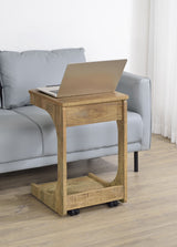 Ralston C-Shaped Lift-Top Sofa Side Table on Casters - Rustic Mango with Hidden Compartment – view 1