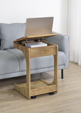 Ralston C-Shaped Lift-Top Sofa Side Table on Casters - Rustic Mango with Hidden Compartment – view 3
