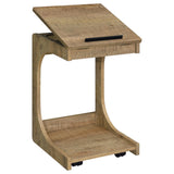 Ralston C-Shaped Lift-Top Sofa Side Table on Casters - Rustic Mango with Hidden Compartment – view 4