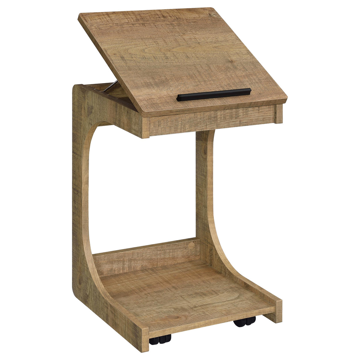 Ralston C-Shaped Lift-Top Sofa Side Table on Casters - Rustic Mango with Hidden Compartment – view 5