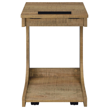 Ralston C-Shaped Lift-Top Sofa Side Table on Casters - Rustic Mango with Hidden Compartment – view 8