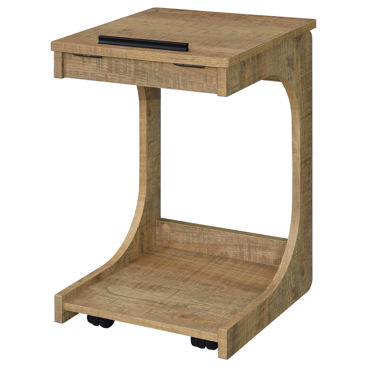 Ralston C-Shaped Lift-Top Sofa Side Table on Casters - Rustic Mango with Hidden Compartment – view 9
