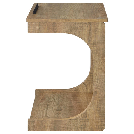 Ralston C-Shaped Lift-Top Sofa Side Table on Casters - Rustic Mango with Hidden Compartment – view 10