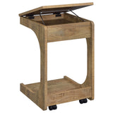 Ralston C-Shaped Lift-Top Sofa Side Table on Casters - Rustic Mango with Hidden Compartment – view 12