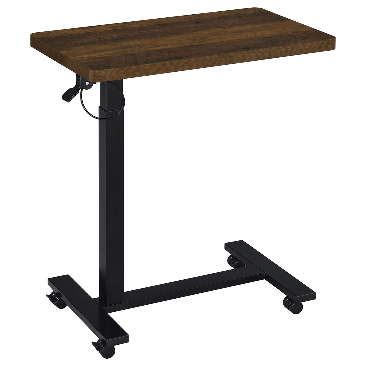 Westpark Adjustable Height C-Shape Side Table - Pneumatic Lift & Casters in Dark Pine – view 3