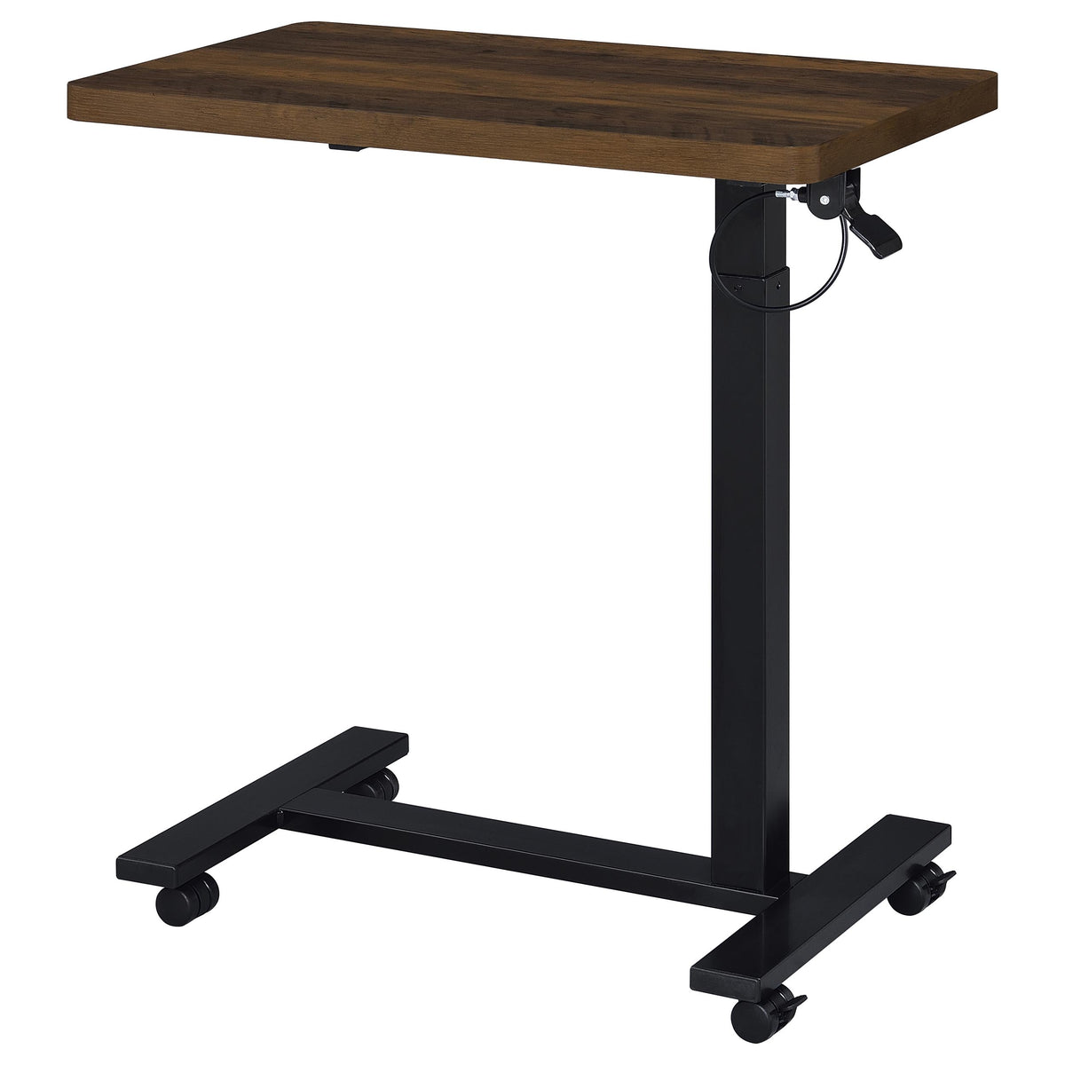 Westpark Adjustable Height C-Shape Side Table - Pneumatic Lift & Casters in Dark Pine – view 7
